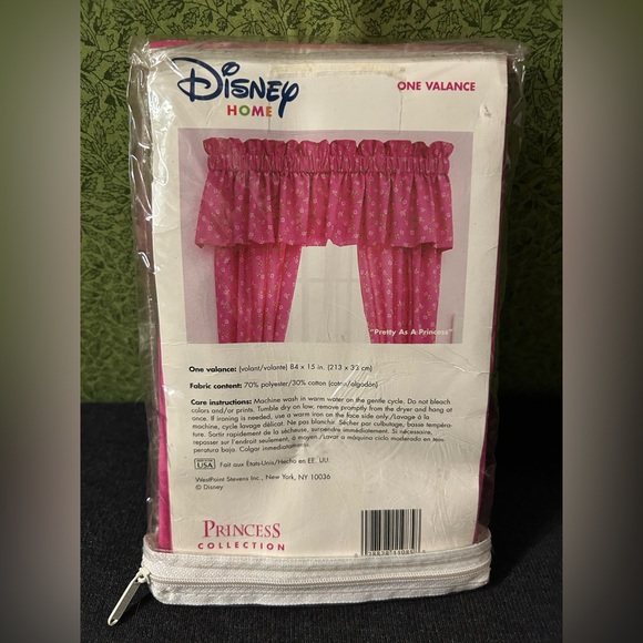 New Disney Home Valance Pretty As A Princess 84” X 15” Pink Roses Flowers - Picture 2 of 4